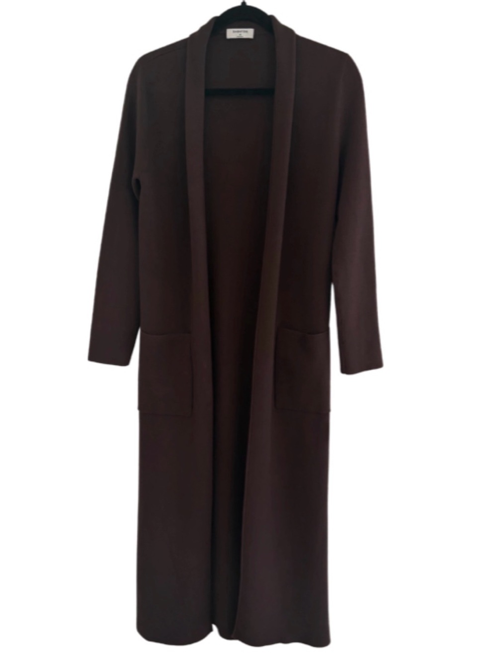 Babaton Long Open-Front Brown Cardigan